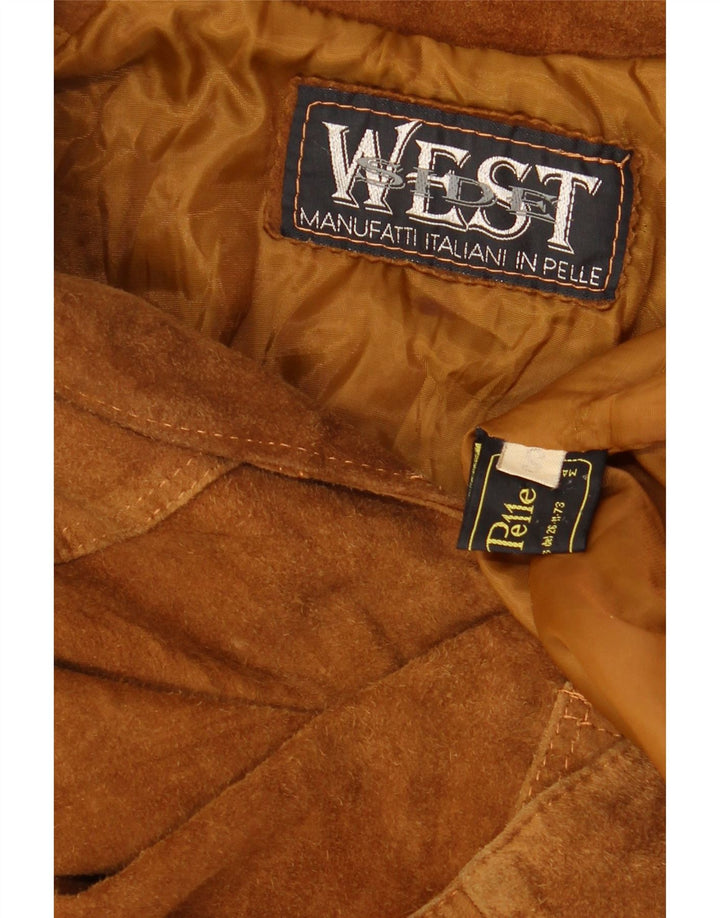 vintage Femmes Surdimensionné 3 Boutons Blazer En Daim Veste UK 10 Petit Brun