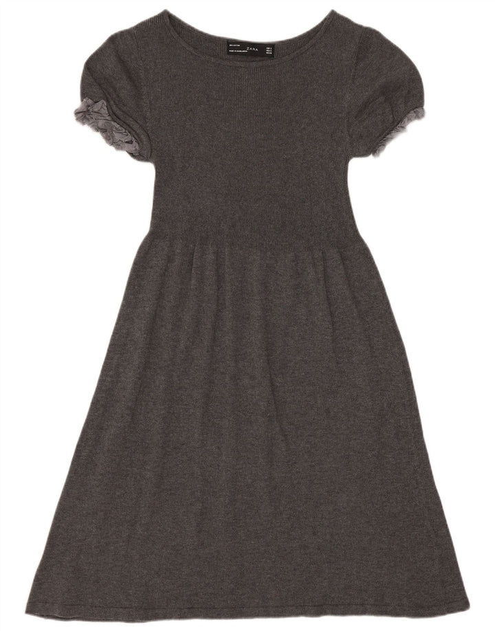 Zara Robe trapèze pour femme UK 8 Petit coton gris