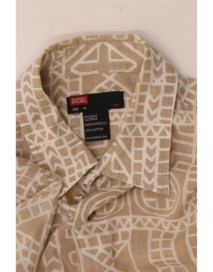Diesel Chemise à Manches Courtes Homme Beige Moyen Géométrique Coton