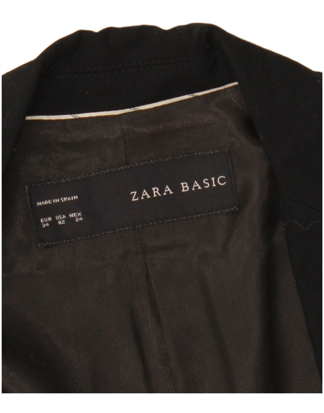 ZARA Veste Blazer 1 Bouton Femme EU 34 2XS Noir