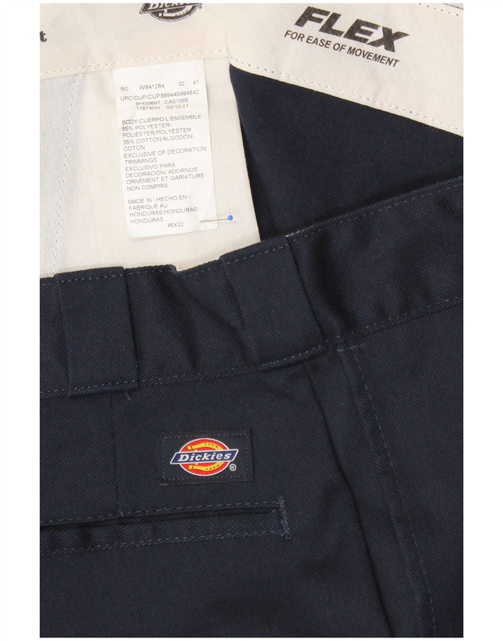 DICKIES Mens Straight Chino Trousers W46 L32 Navy Blue Polyester