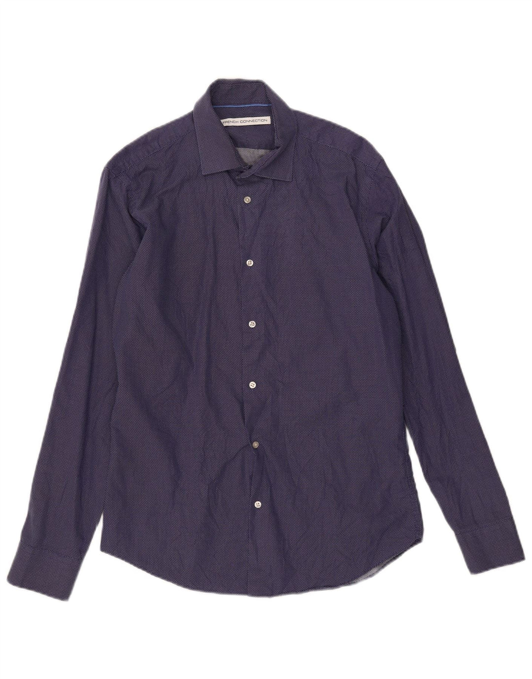 French Connection Chemise Homme Taille 15 1/2 Coton Géométrique Bleu Marine Moyen