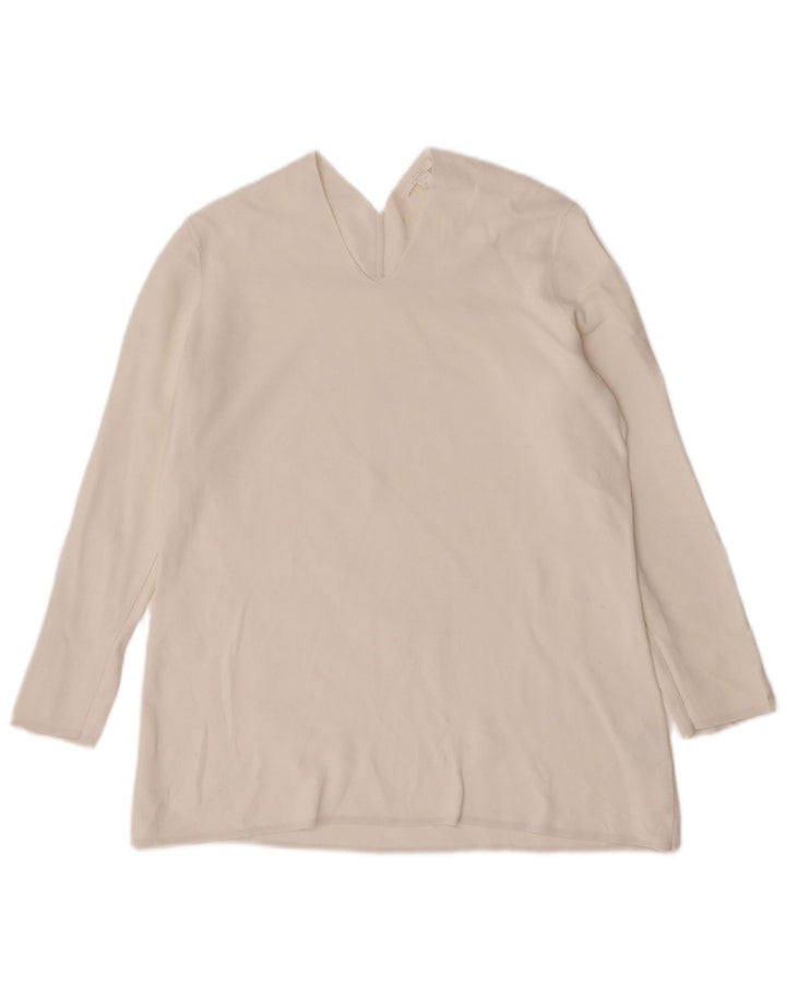 Cos Haut Femme Manches Longues UK 44 Coton Blanc Moyen