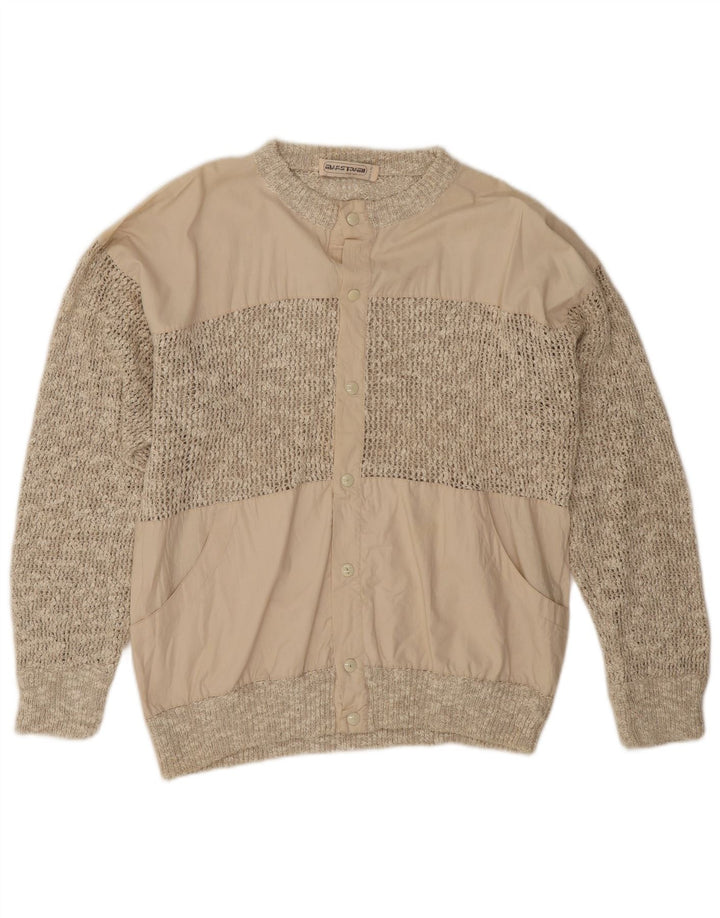 vintage Mens Cardigan Pull Moyen Beige Coton