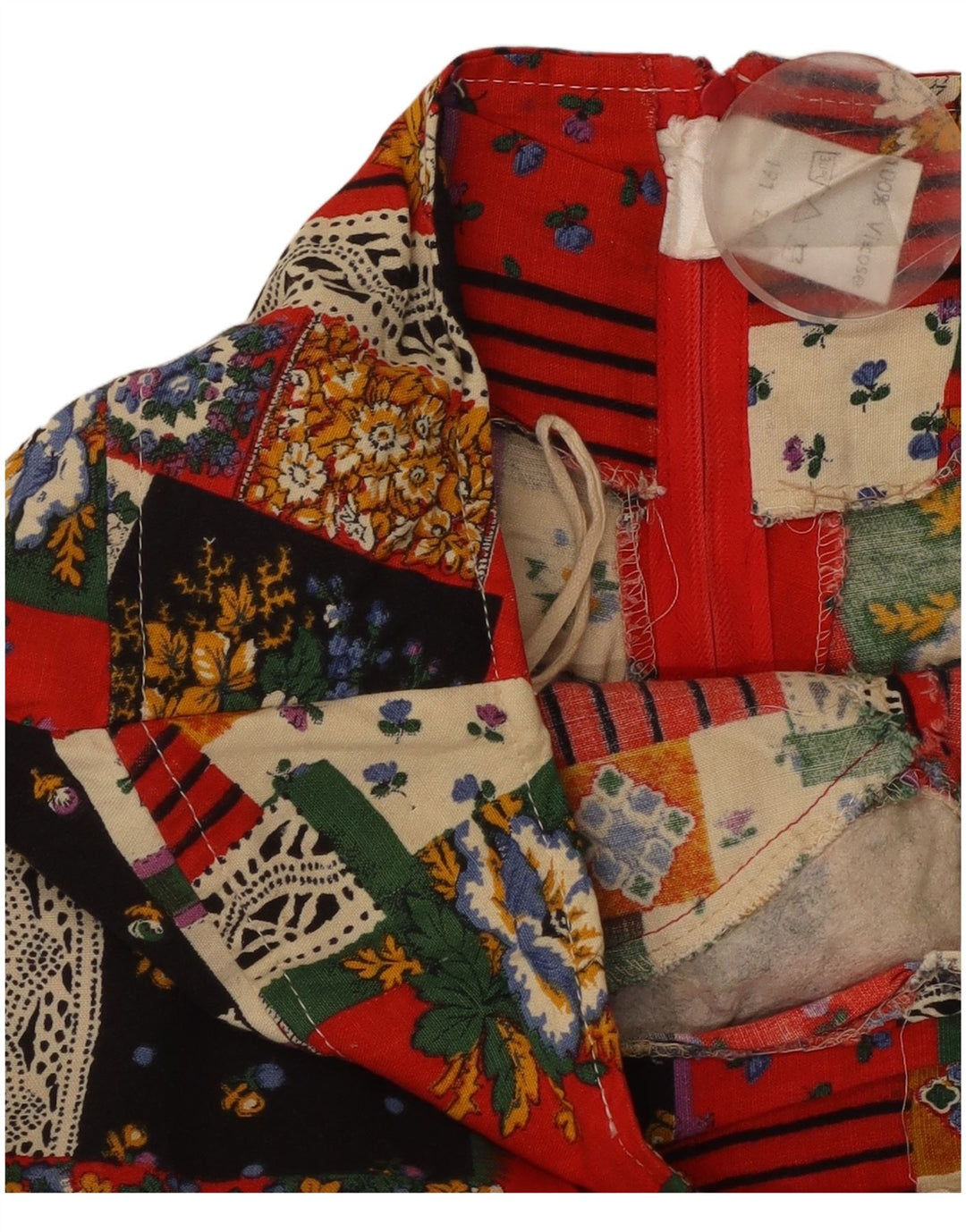 VINTAGE Mini Jupe Femme W28 Moyenne Multicolore Patchwork Viscose