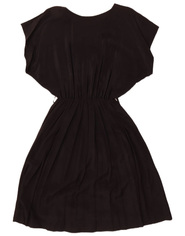 vintage Femmes Batwing A-Line Robe UK 18 XL Noir