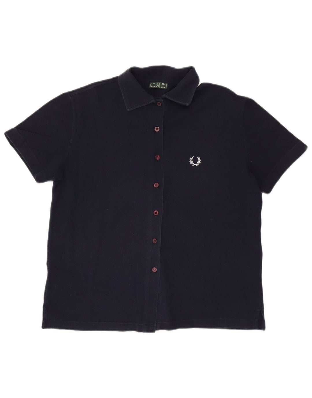 FRED PERRY Chemise à manches courtes pour femme UK 18 XL Bleu marine Coton