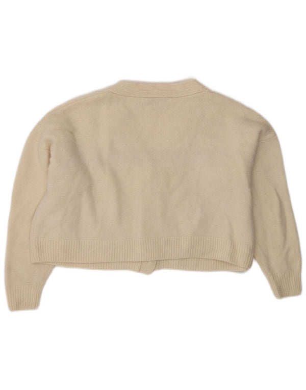 Zara Womens Crop Oversize Cardigan Pull UK 10 Petite laine beige