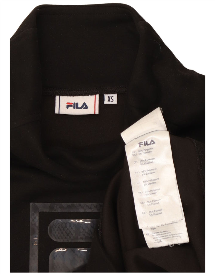 Fila Femme Crop Oversize Graphic Top Manches Longues UK 6 XS Noir Polyester