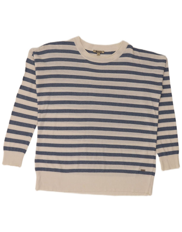 Barbour Pull col bateau pour femme UK 12 Acrylique rayé blanc moyen