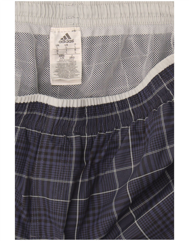Adidas Short de sport pour homme Grand bleu marine à carreaux en polyamide
