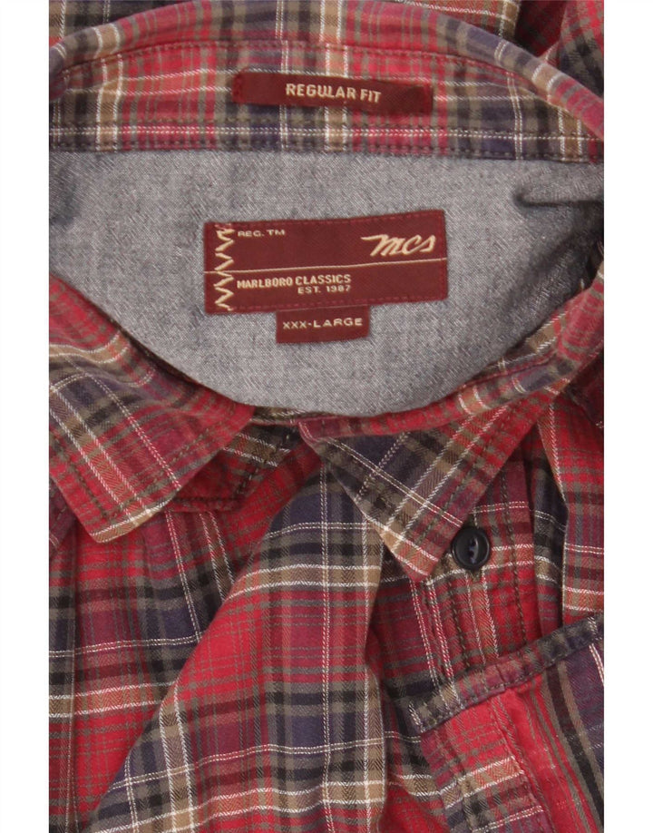 Marlboro Classics Chemise en flanelle coupe régulière pour homme 3XL à carreaux rouges