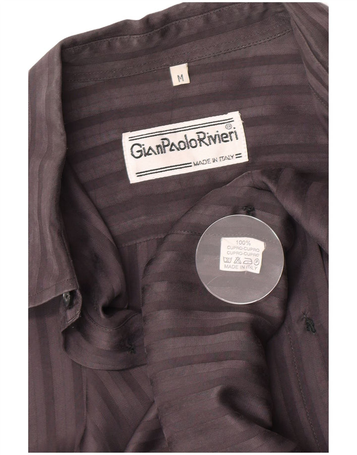 Chemise Homme Vintage Gris Moyen Rayé Cupro Classique
