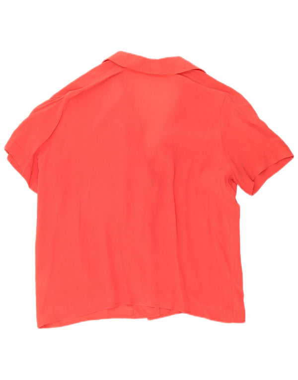 vintage Femme Chemise à manches courtes Blouse UK 10 Petite Soie Orange