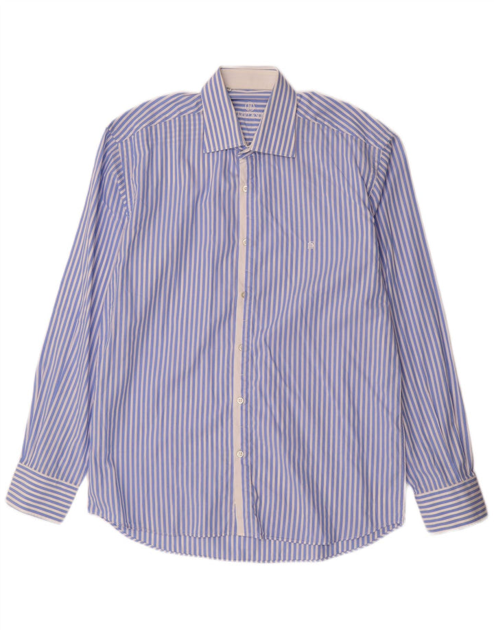 HARRY & SONS Chemise Homme Taille 39 15 1/2 Coton Rayé Bleu Moyen