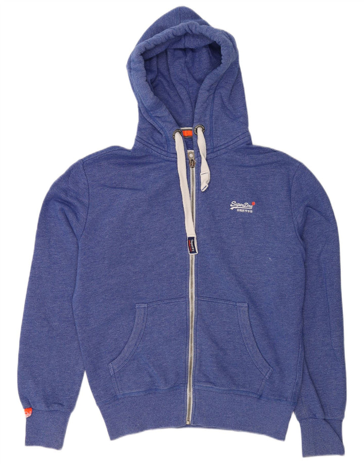 Superdry Pull à capuche zippé en coton bleu moyen