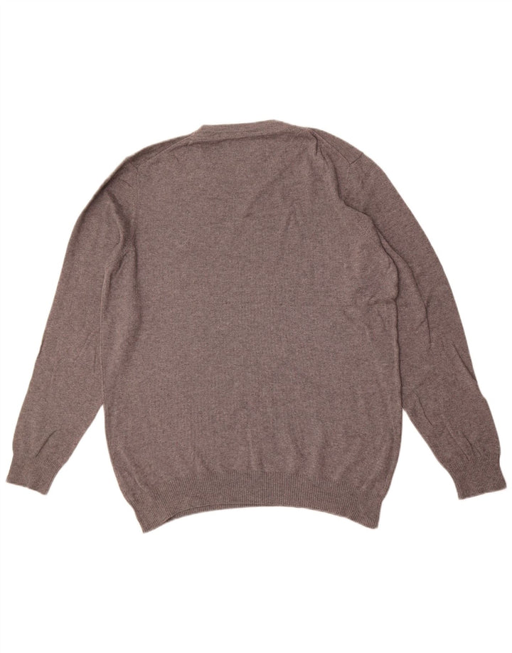 Lyle & Scott Pull col V pour homme en coton gris Taille L