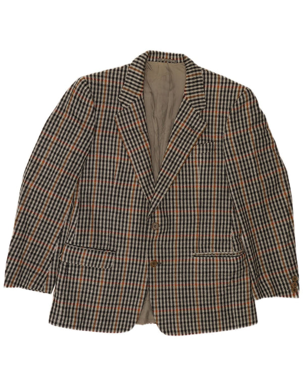 VINTAGE Veste Blazer 2 Boutons Homme IT 50 Grande Laine Pied-de-Poule Gris