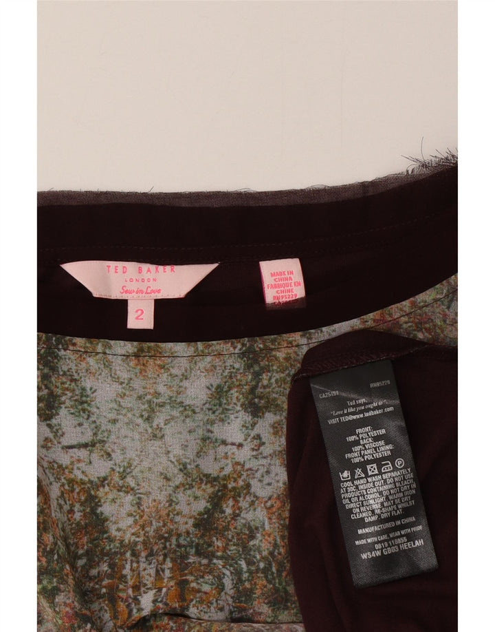 Ted Baker T-shirt graphique surdimensionné pour femme Taille 2 Petit motif floral marron
