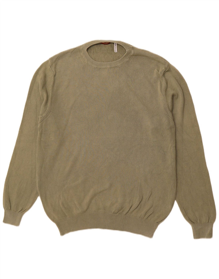 CARRERA Mens Crew Neck Jumper Sweater Large Green Cotton