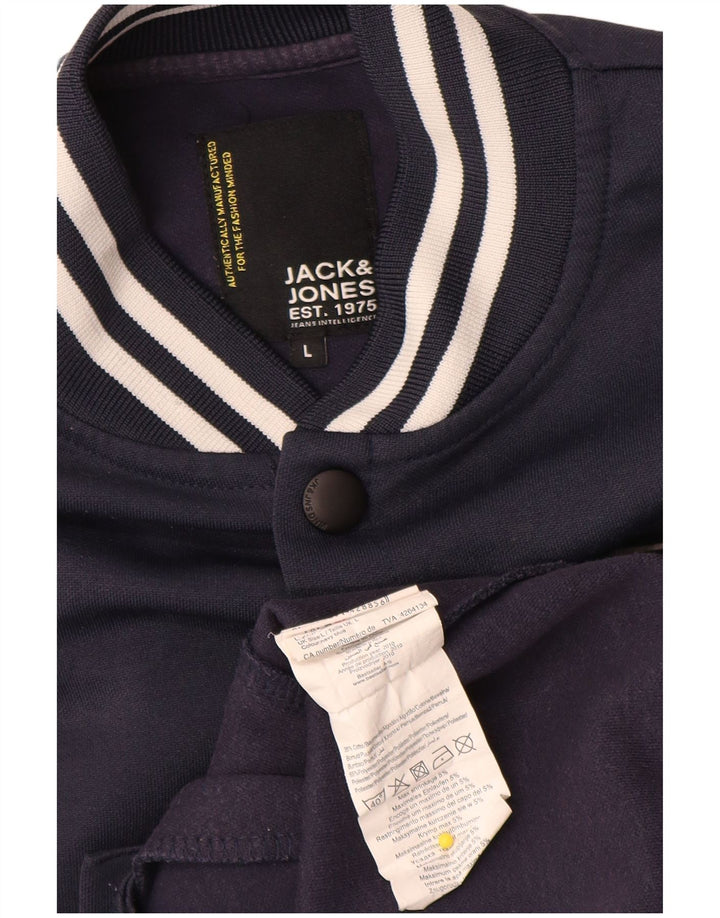 Jack & Jones Veste Varsity Graphique Homme UK 40 Large Bleu Marine Colorblock