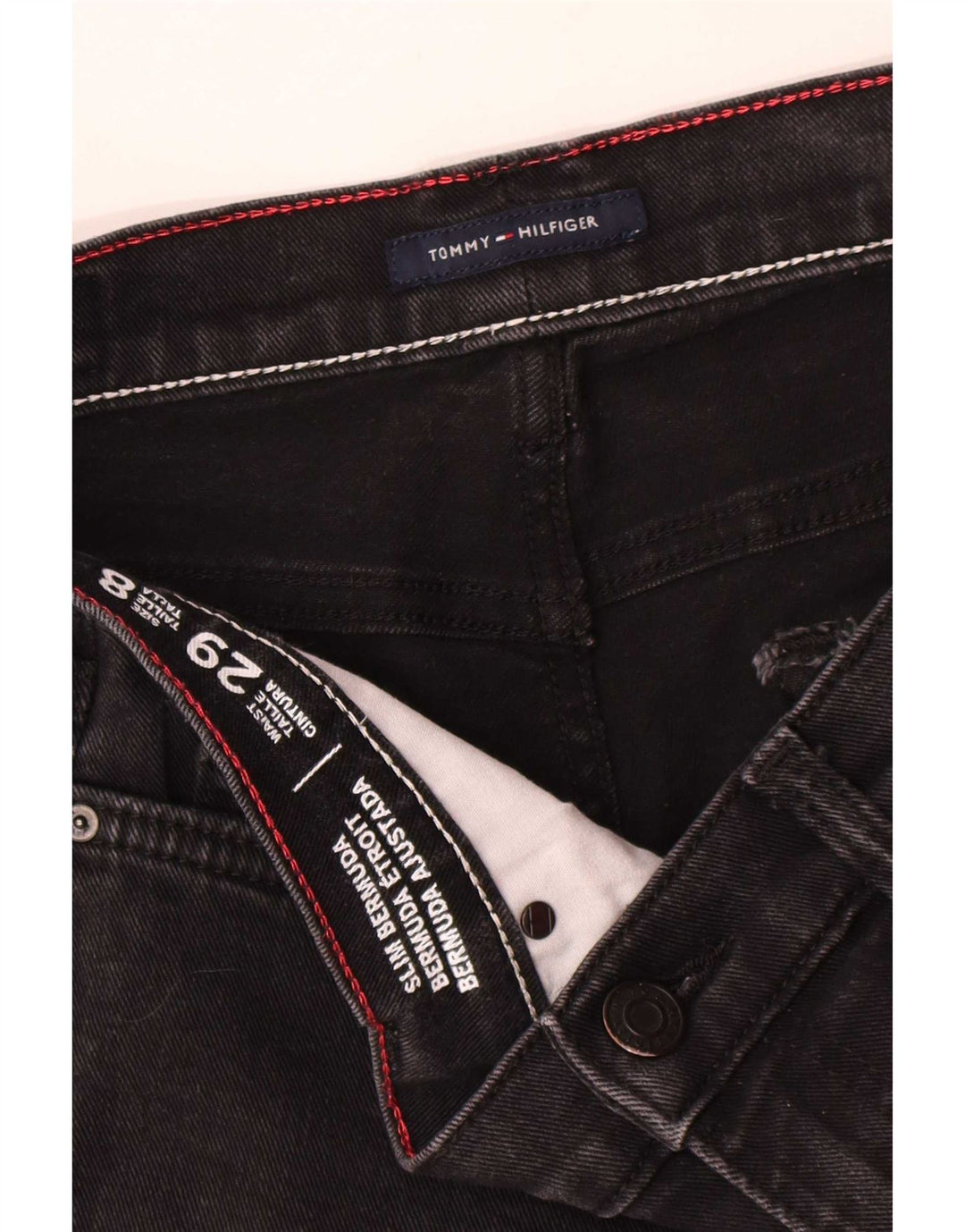 Tommy Hilfiger Bermuda Slim Denim W29 Femme Noir Moyen Coton