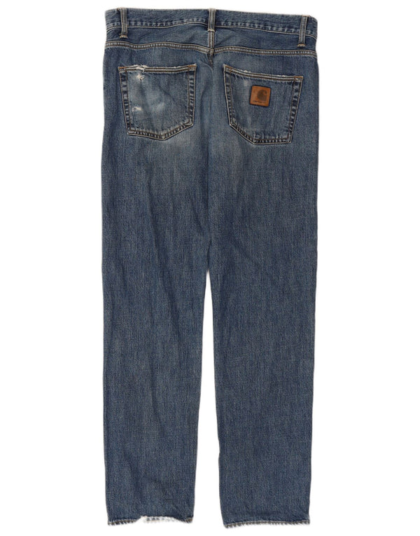 CARHARTT Mens Straight Jeans W34 L32 Blue Cotton
