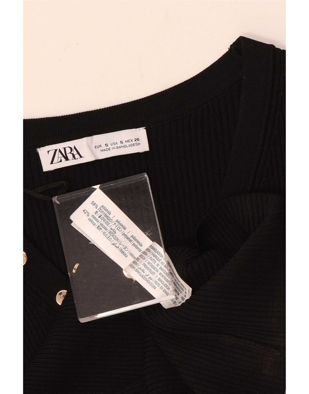 Zara Femme Cardigan à manches longues Top UK 8 Small Noir Polyamide