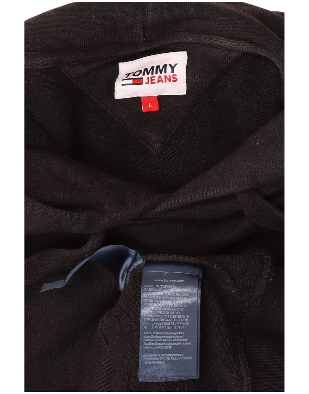 TOMMY HILFIGER Pull à capuche pour homme Large Noir Coton