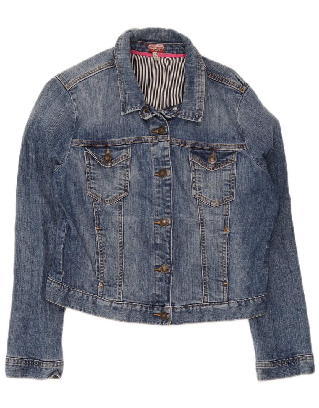 Joules Veste en jean courte pour femme UK 16 Large Bleu Coton