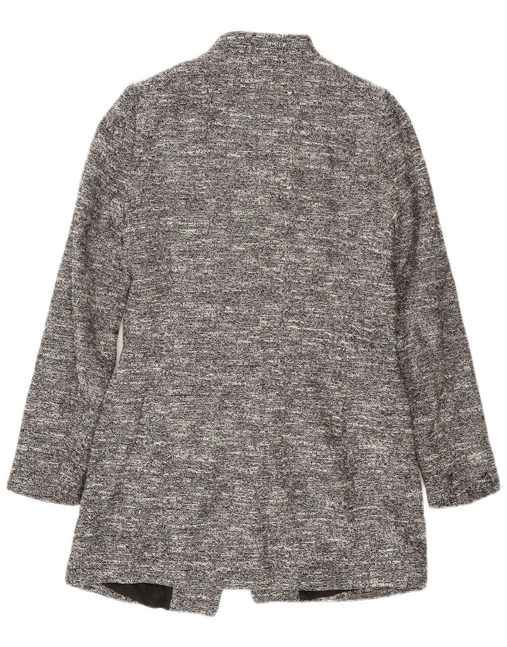 Zara Veste blazer longue pour femme UK 12 Acétate moucheté gris moyen