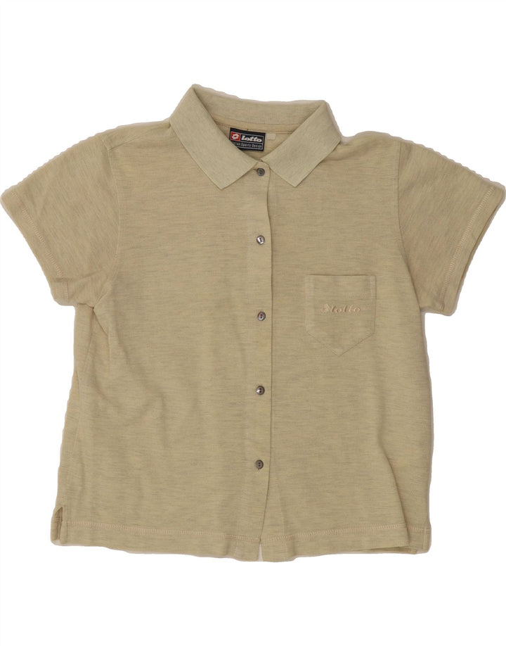 LOTTO Womens Short Sleeve Shirt UK 10 Small Beige Polyester Vintage Lotto and Second-Hand Lotto from Messina Hembry 