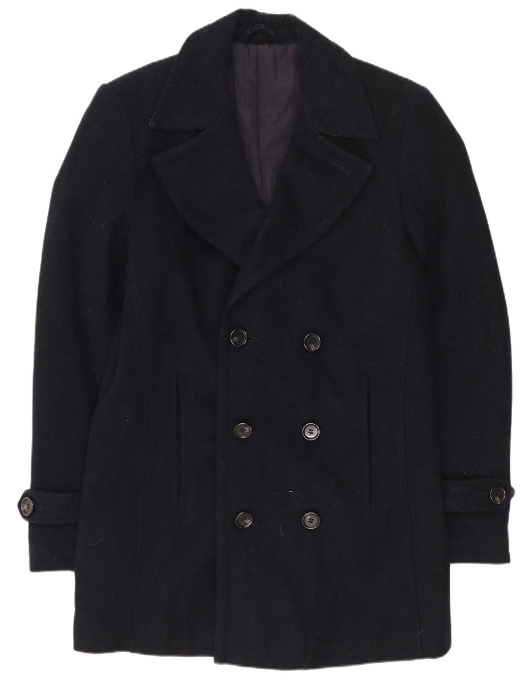 Angelo Litrico Caban Homme UK 36 Petite Laine Bleu Marine