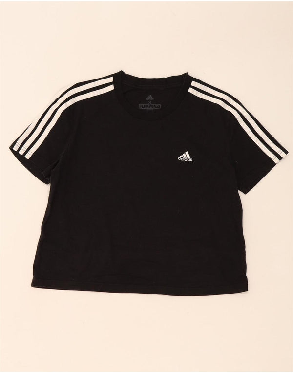 Adidas T-shirt court pour femme UK 8/10 Petit coton noir