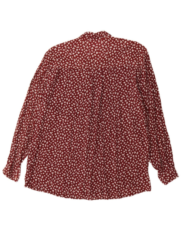 Chemise femme vintage UK 18 XL Viscose florale rouge