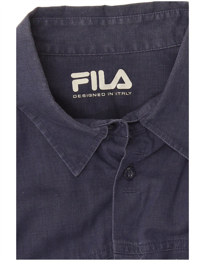 Fila Chemise à Manches Courtes Militaire Homme Bleu Marine Moyen