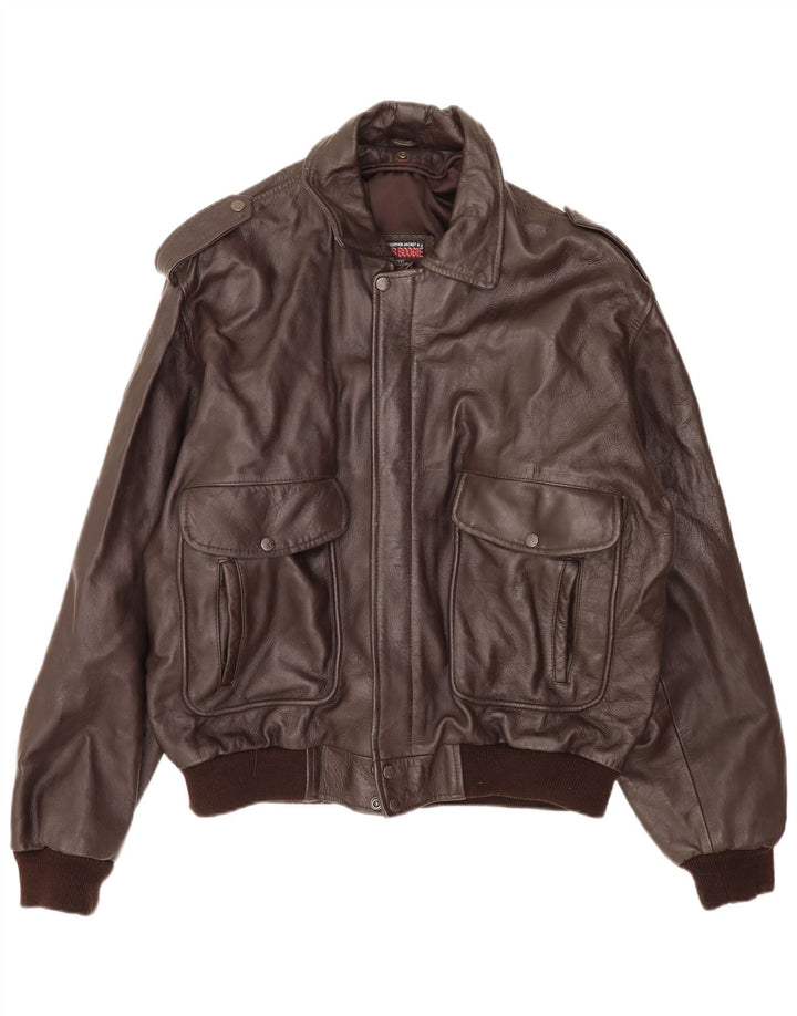 Bomb Boogie Veste d'aviateur en cuir pour homme UK 42 XL Marron