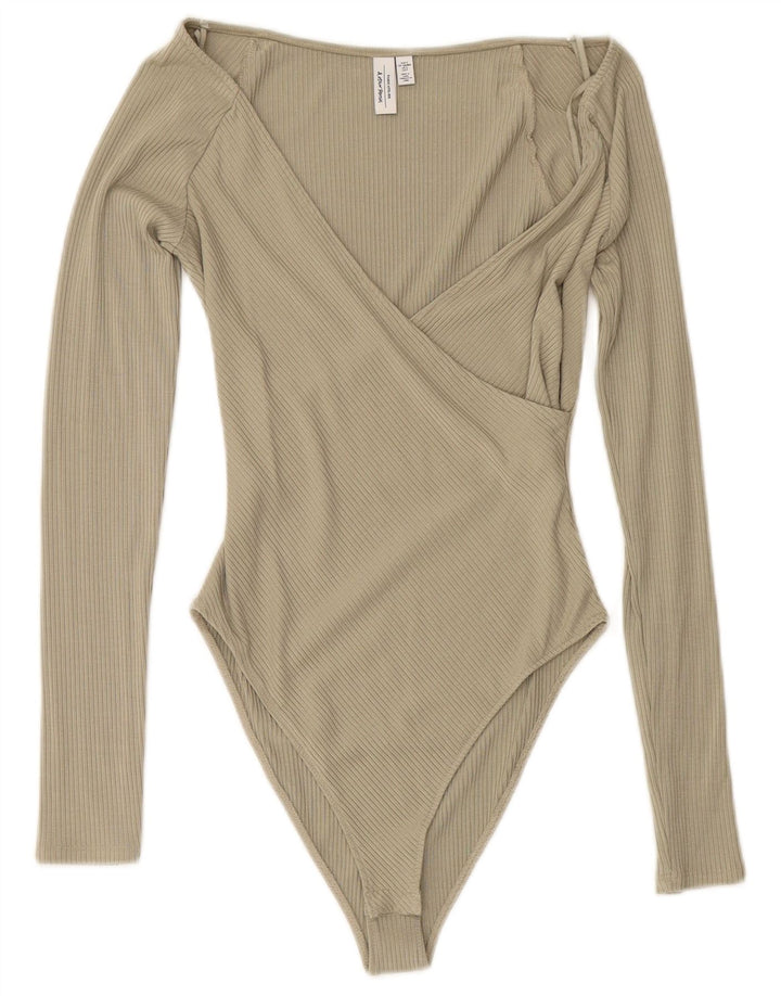 & OTHER STORIES Body à manches longues pour femme UK 10 Small Vert Modal