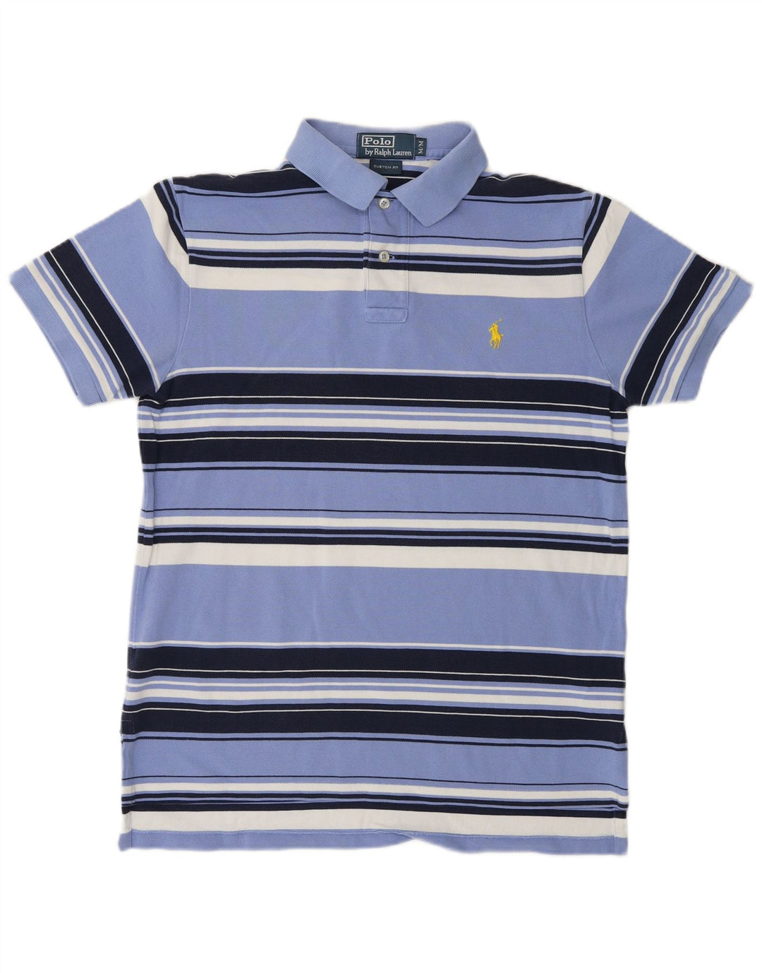 POLO RALPH LAUREN Polo Homme Coupe Personnalisée Coton Rayé Bleu Moyen