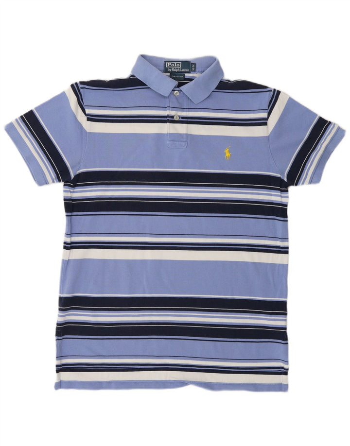 POLO RALPH LAUREN Polo Homme Coupe Personnalisée Coton Rayé Bleu Moyen