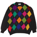 Benetton Pull à col rond pour homme IT 50 Gris moyen Argyle/Diamant