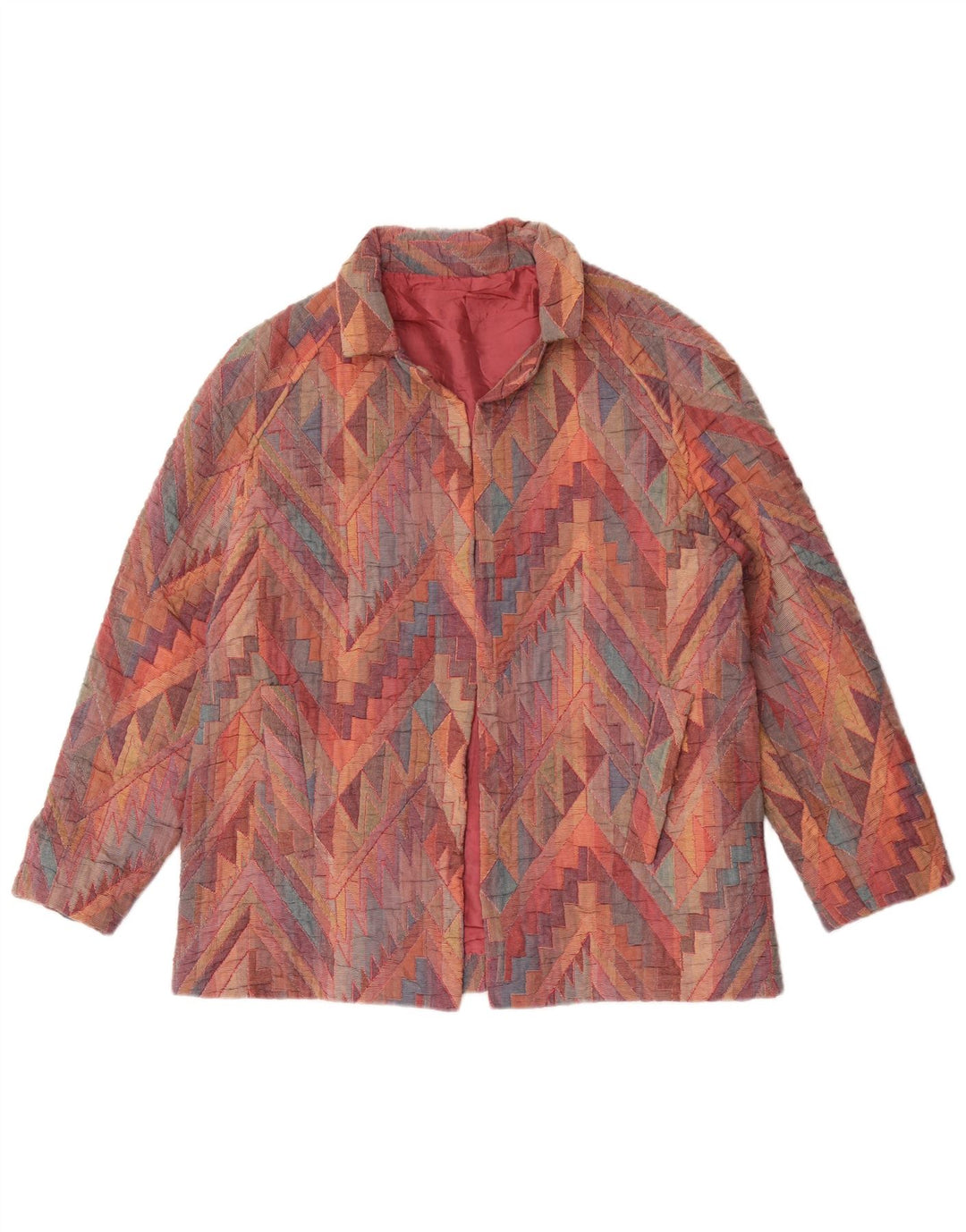 vintage Womens Open Blazer Jacket UK 12 Moyen Multicolore Géométrique