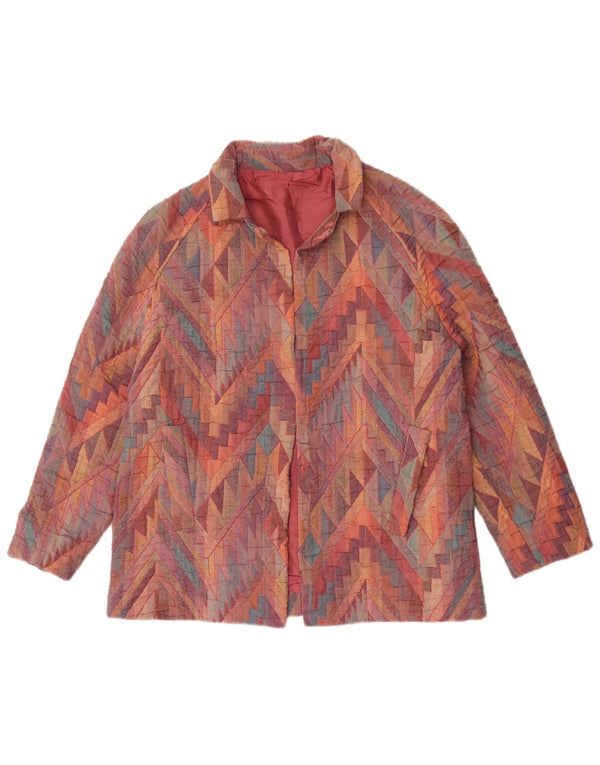 vintage Womens Open Blazer Jacket UK 12 Moyen Multicolore Géométrique