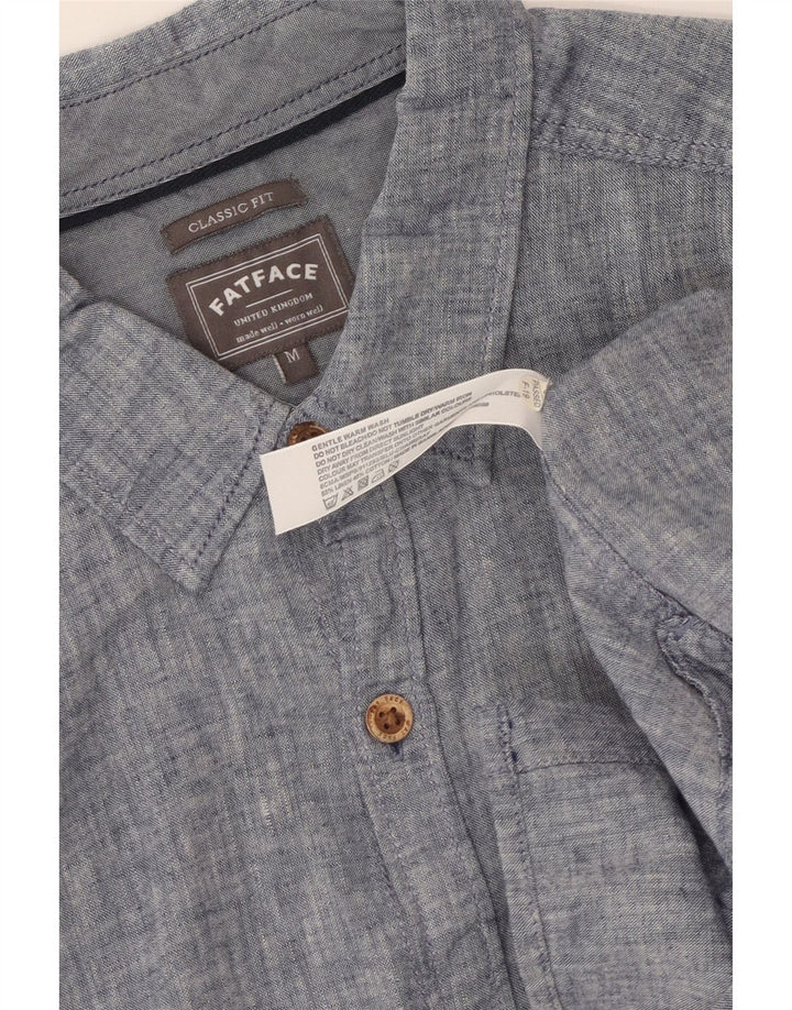 Fat Face Chemise Classique à Manches Courtes Homme Bleu Moyen Lin