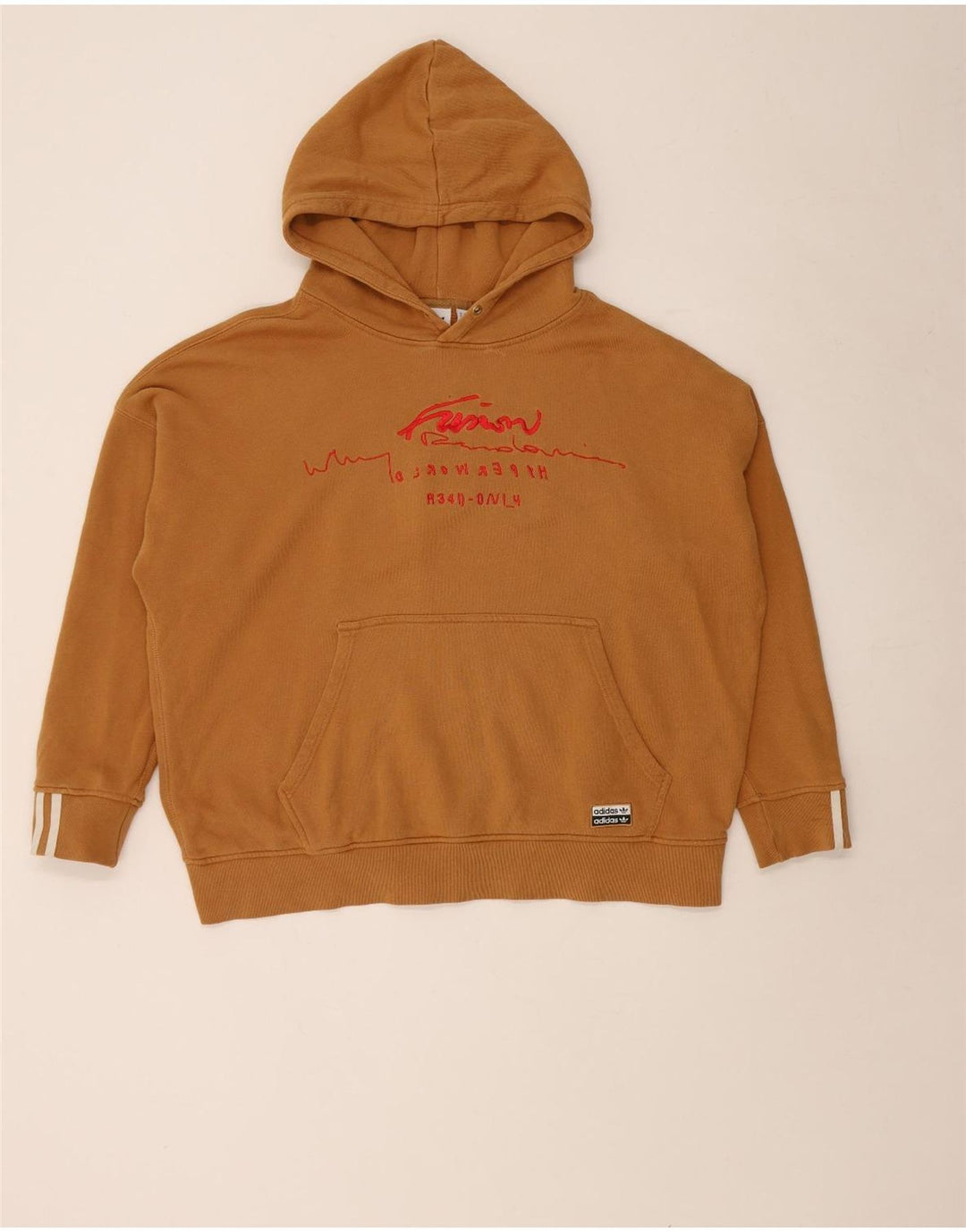 Adidas Pull à capuche surdimensionné graphique pour femme UK 20 2XL Marron