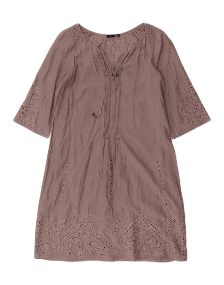 Massimo Dutti Robe droite surdimensionnée pour femme EU 36 XS Gris Coton Floral