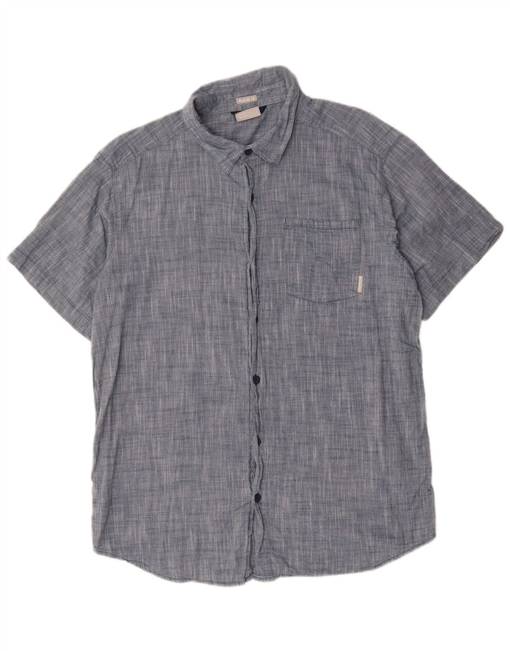 Columbia Chemise à manches courtes pour homme, coupe régulière, grand bleu, coton
