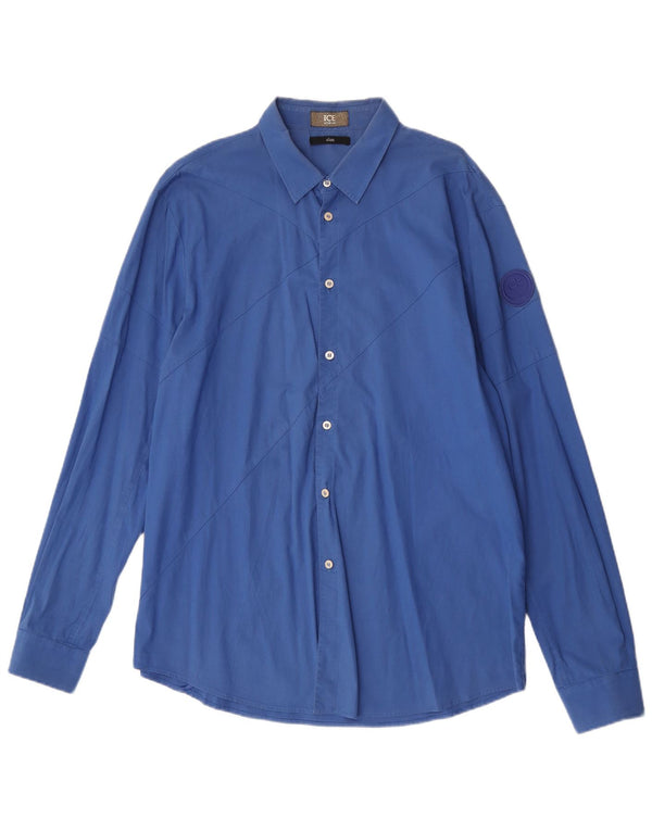 Iceberg Chemise Slim Homme XL Bleu Coton