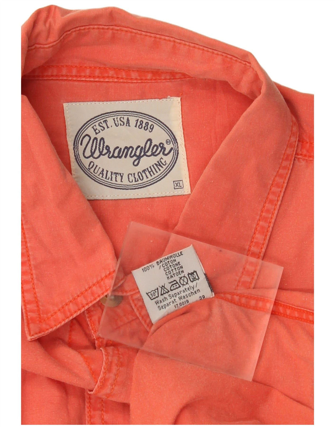 Wrangler Chemise à manches courtes pour homme XL Orange Coton