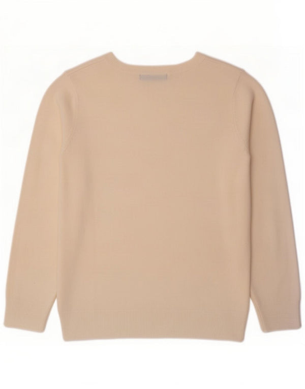 Marks & Spencer Womens Boat Neck Jumper Sweater UK 10 Small Beige Acrylic